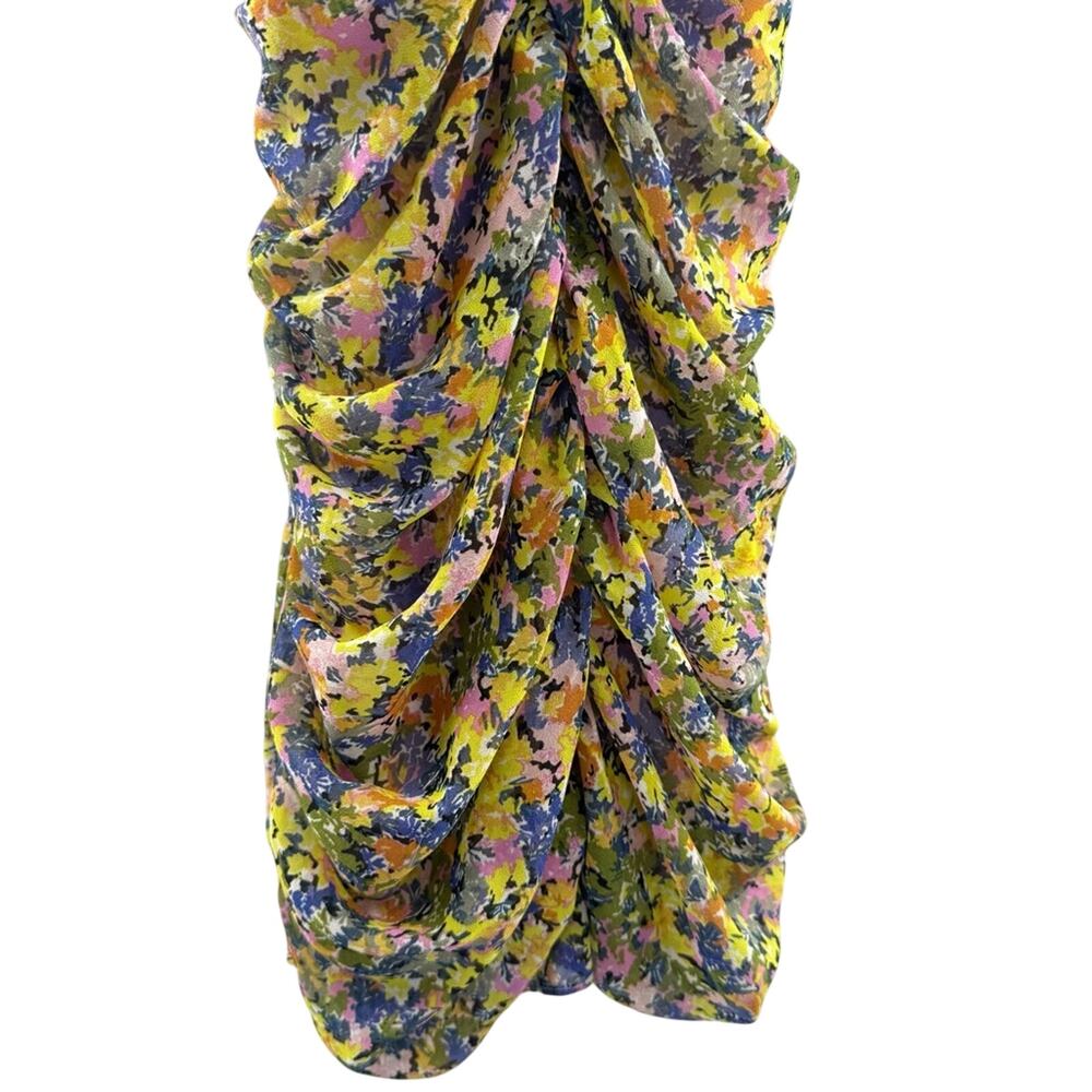 Lost + Wonder Floral Chiffon Ruched Rhodes Paradise Mini Dress Feminine Size L - Picture 10 of 15